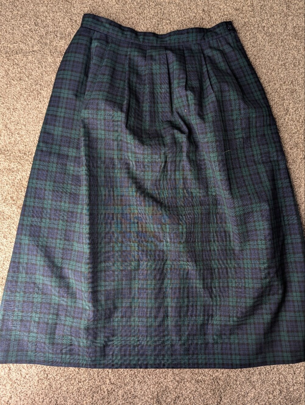Vintage Pendleton Black Watch Tartan Wool Pleated Midi Skirt